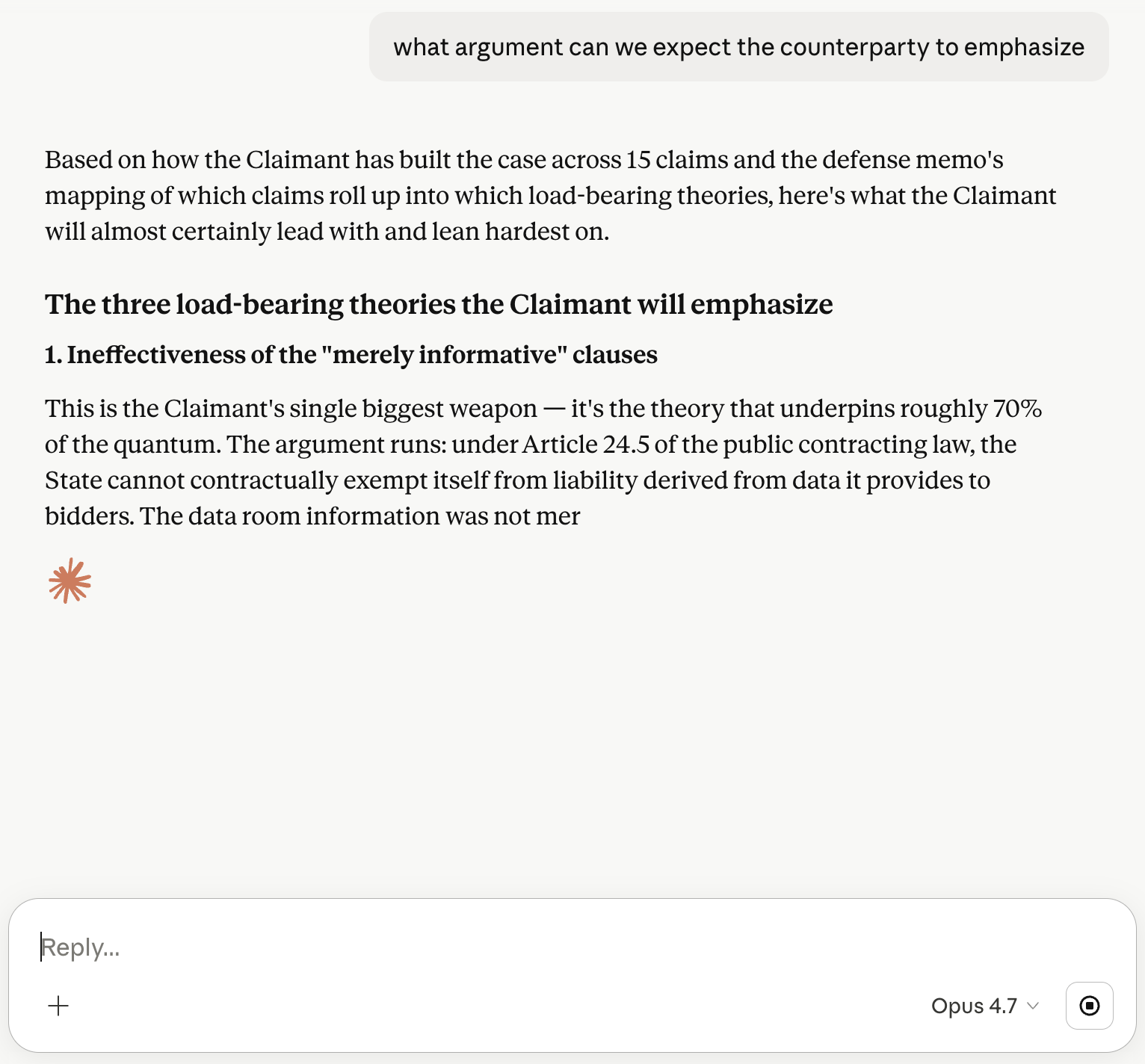 Claude answering a case question